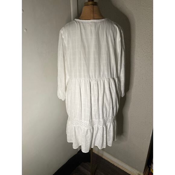 Knox Rose Babydoll Embroidered Peasant Mini Dress No Size Boho Oversize Cowgirl - Picture 3 of 12